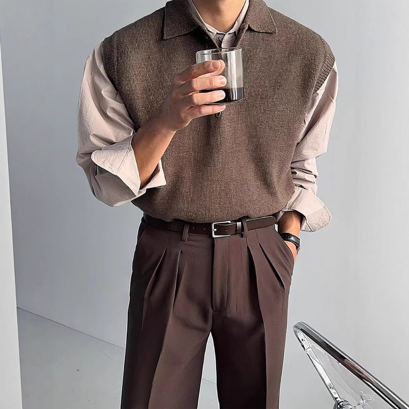 Trendy Versatile Japanese-Style Vest Harajuku Fashion Ins Simple Lazy New Artistic Brown Sweater