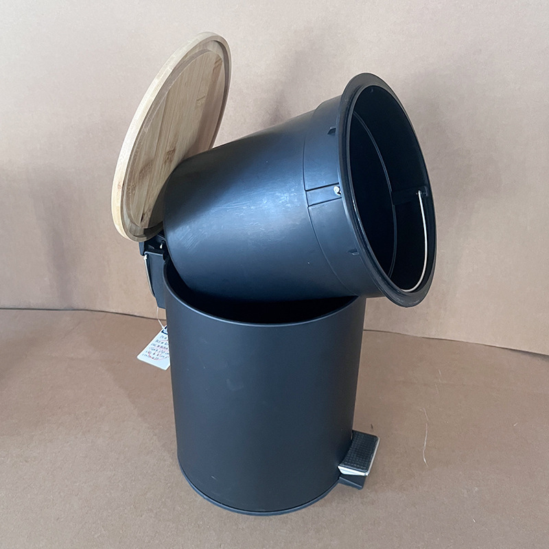 Sala de estar cubierta de bambú de madera de 5L, hotel, barril de almacenamiento silencioso, baño de pie, dormitorio, bote de basura de lujo ligero de alta gama