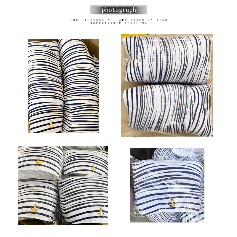 蓝白条纹水手帽11