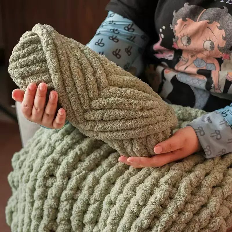 猫尾巴纱超粗冰条线手指织围巾彩虹毯子手工编织diy猫窝坐垫材料