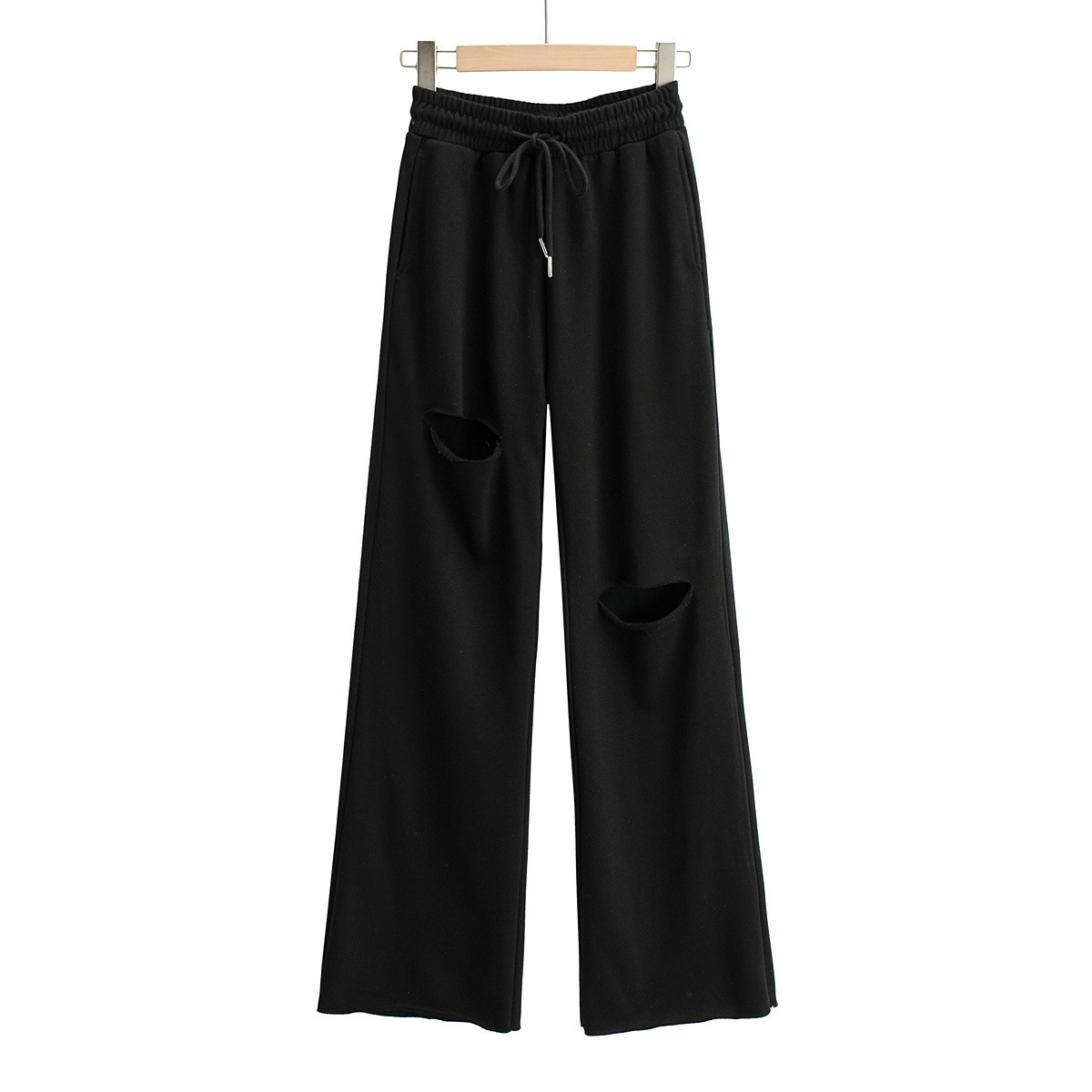 hooded sweatshirt hole wide leg pants two-piece sports suit  NSAC38460