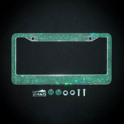stainless steel car license plate frame, License plate holder/license plate holder - round-hole-acrylic-drill-light-green
