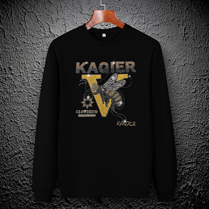 2023 Herbst Europäische Station Trendy Marke Herren Jugend Schwerindustrie Hot Diamond Sweatshirt Rundhals Mode Top Bottoming Shirt_voghion.com