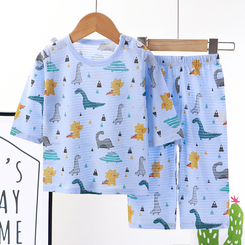 Children's Pajama suit pure cotton home clothes summer air conditioning clothes new thin boys' clothes 2021 baby children's clothes