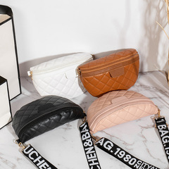 包包2023秋季新款小眾設計印字織帶繡花腰包單肩包斜挎包一件代發