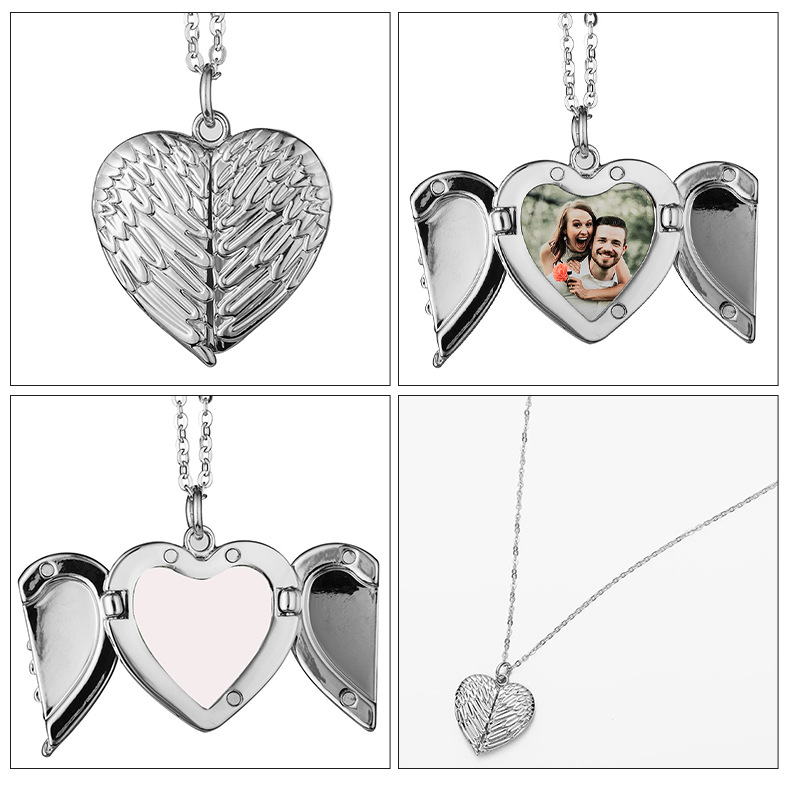 Collar de alas de ángel de transferencia térmica en blanco punto giratorio taladro de sol corazón desplegable accesorios de ropa