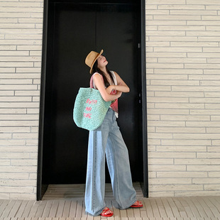 Tencel Jeans for Women, Thin, Drapey Floor-Length Pants, Loose Slimming Ice Silk Cool Pants, High-Waisted Versatile Wide-Leg Pants