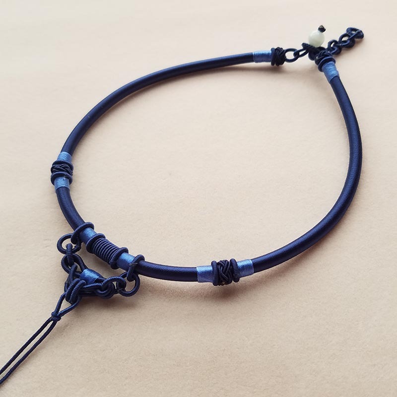 手编绳DIY黑项圈玉佩挂项链结吊坠男女编织简约时尚|undefined