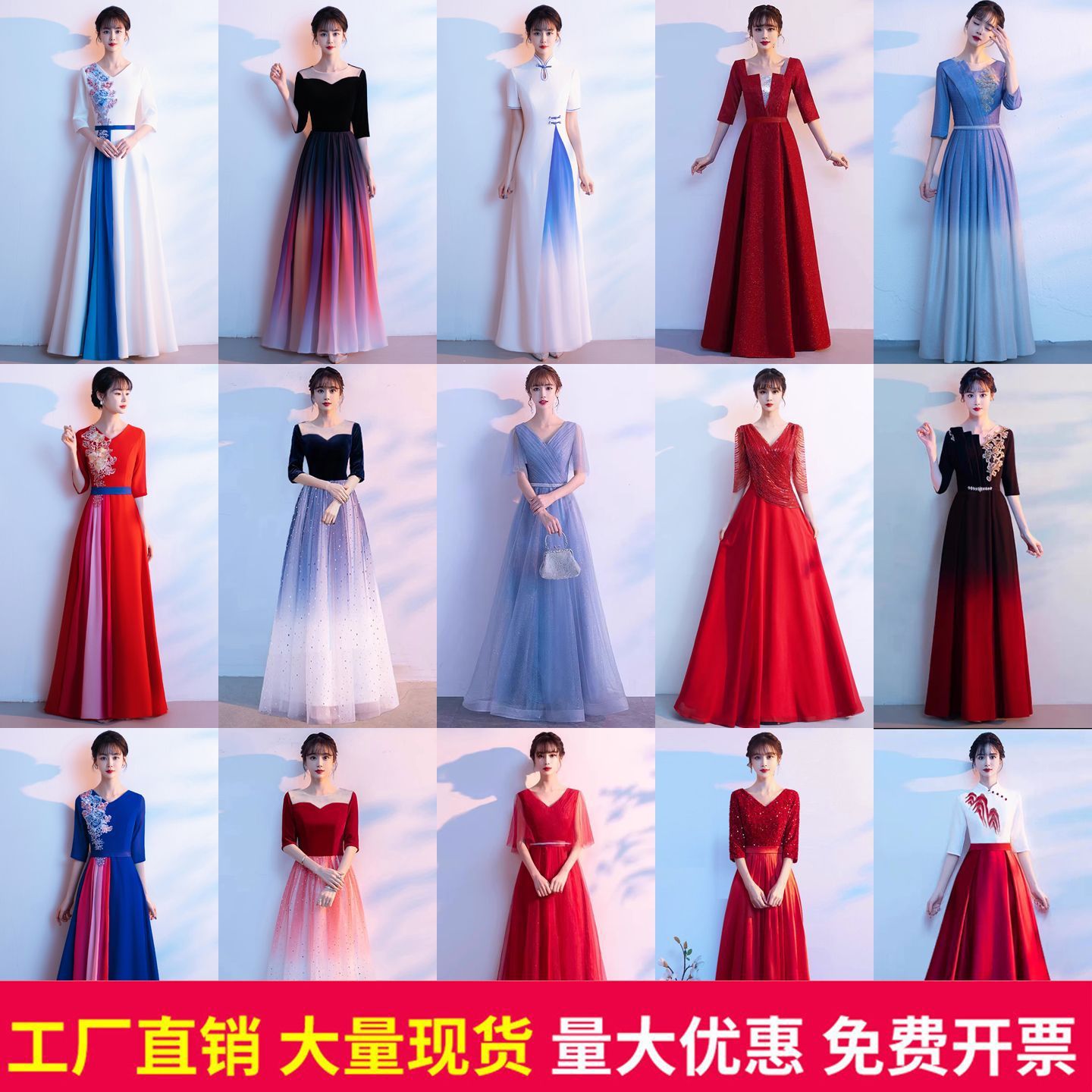 大合唱团体演出服女长裙成人礼服合唱团红歌朗诵比赛学生表演服装