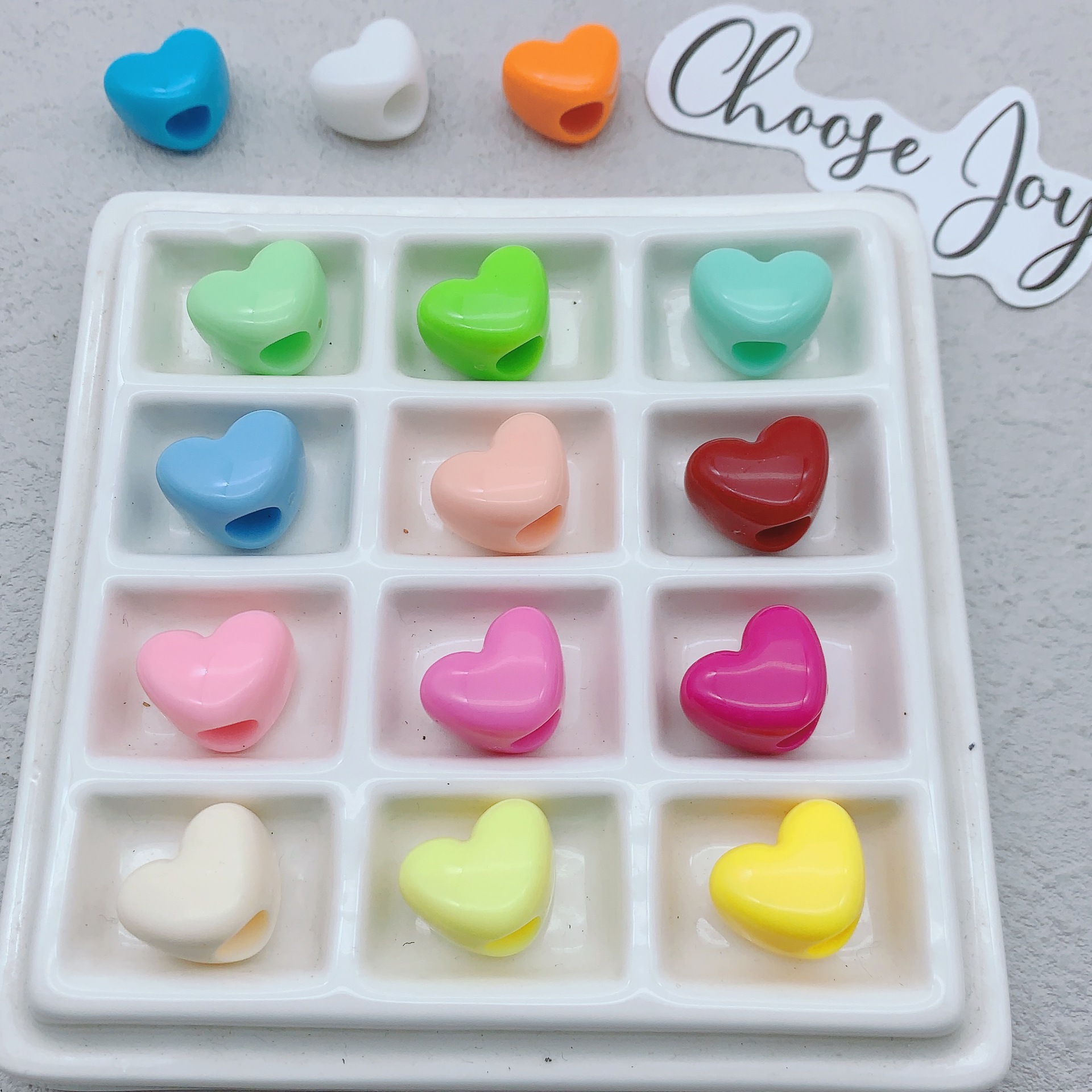 Acrylic Heart Large Hole Beads Loose Beads DIY Handmade Beaded Weaving Material Shoelace Accessories Bag Pendant Decoration