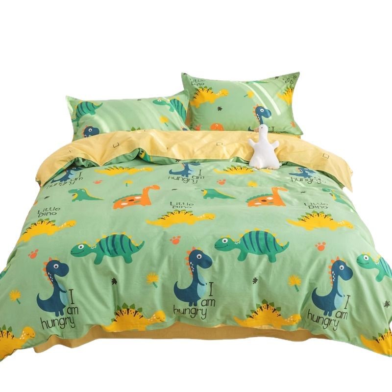 Juego de cuatro piezas para niños de dibujos animados para niños 4 sábanas de algodón puro, funda de edredón, juego de cama, sábana, juego de tres piezas 3