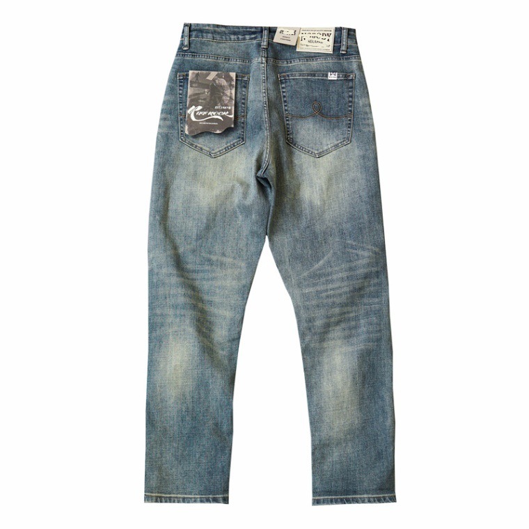 Vintage jeans nostálgicos japoneses sin bala ocio lavado con agua, tubo recto azul americano pantalones de hombre