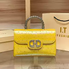 High-end sense ostrich pattern encrusted leather handbag women's 2025 new cross-border fashion foreign trade shoulder messenger bag