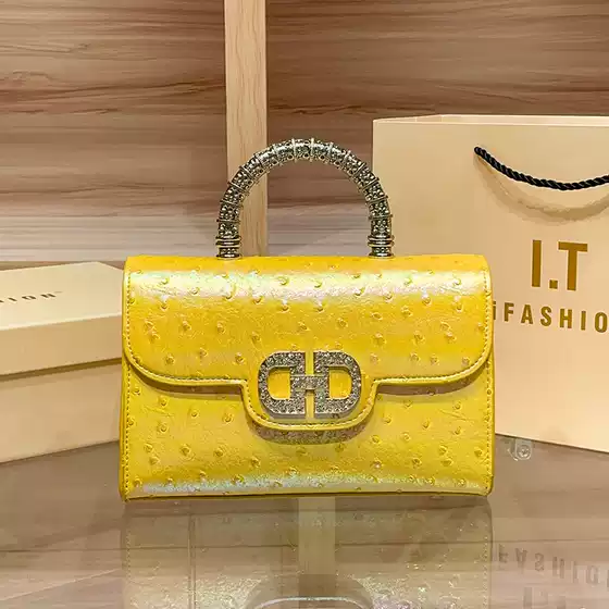 High-end sense ostrich pattern encrusted leather handbag women's 2025 new cross-border fashion foreign trade shoulder messenger bag