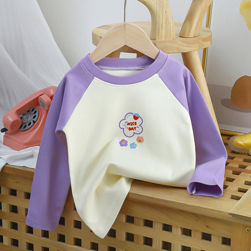 Children's Fashion Sleeveless Long-Sleeve T-Shirt 2024 Autumn Korean Style Printed Base Shirt Round Neck Children's Clothing Dropshipping One Piece
