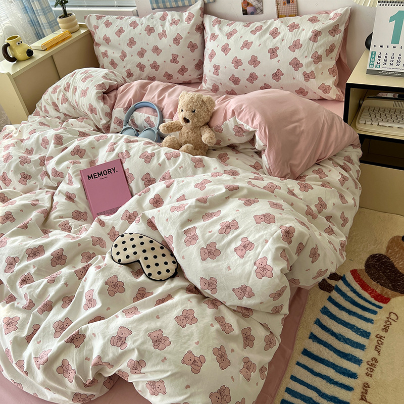 Cama de cuatro piezas de madres y bebés de clase A sábanas de algodón cubierta cama de dormitorio de estudiantes de tres piezas de cama