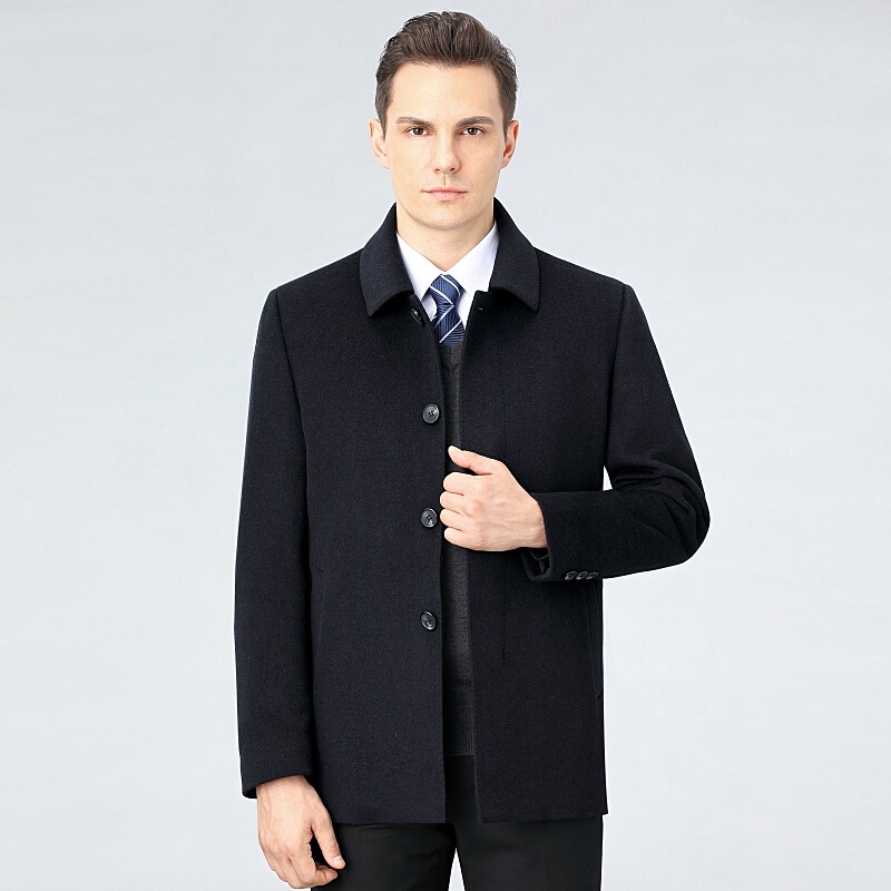 High-End Woolen down Jacket Men's Short White Duck down Liner Coat Business Leader Dad Jacket High-End Woolen down Jacket Men's Short White Duck down Liner Coat Business Leader Dad Jacket