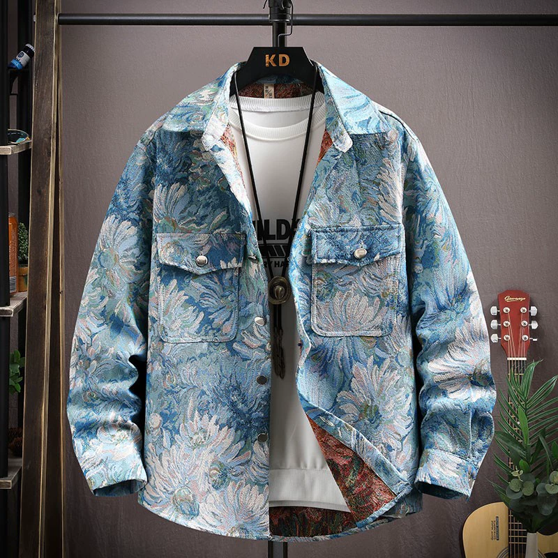 Spring retro ethnic shirt, jacket, ethnic style, increased thickness, oversize