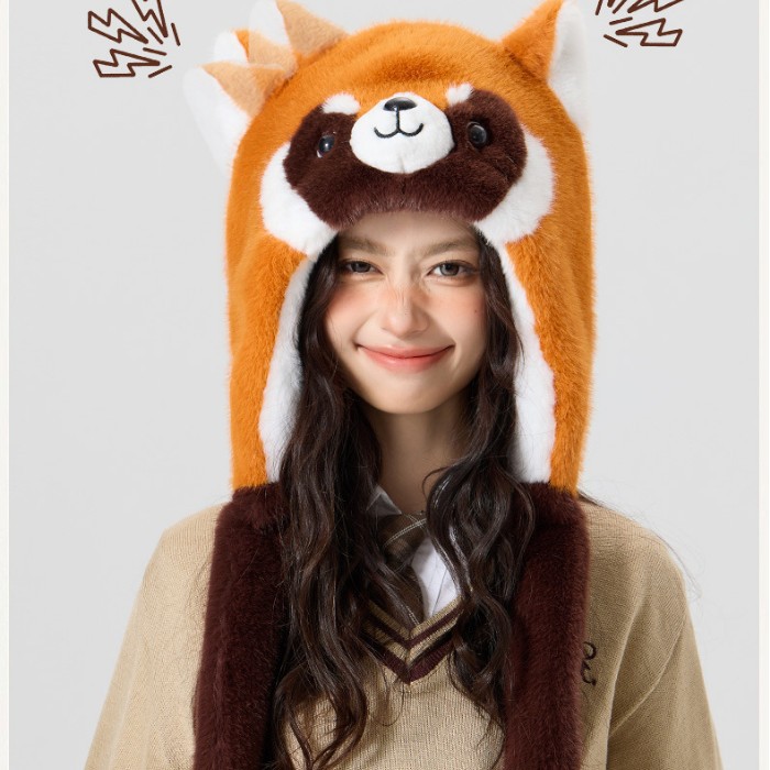 Sombreros de invierno para mujeres de peluche dibujos animados pequeño mapache nuevo sombrero de vibración lindo sombrero de orejas de peluche caliente sombrero de orejas