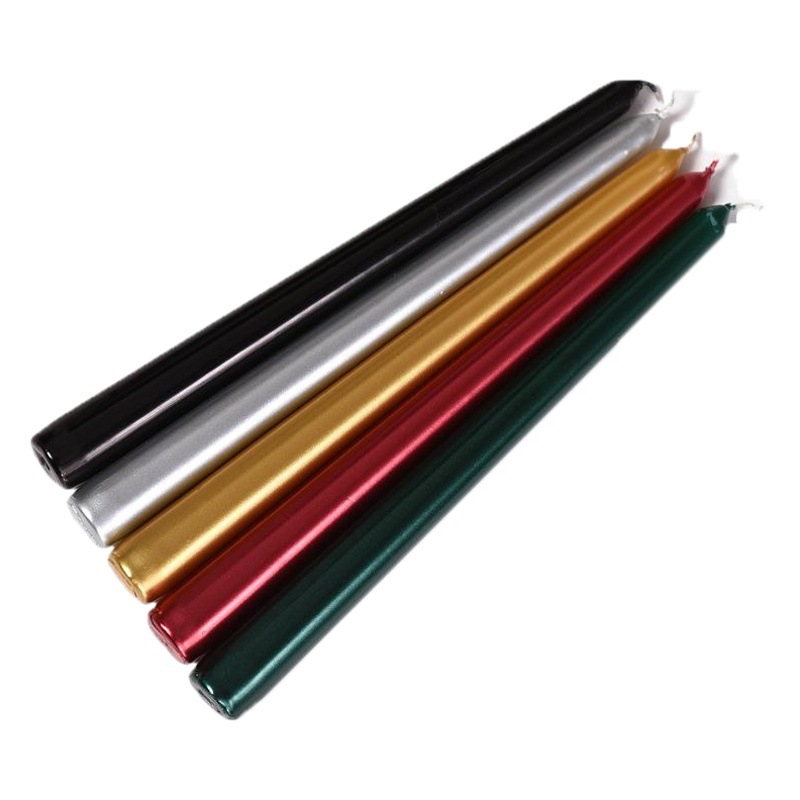 De estilo europeo de vela electrochapada vela de cumpleaños de oro y plata Rojo Negro cónico cera vela de la boda