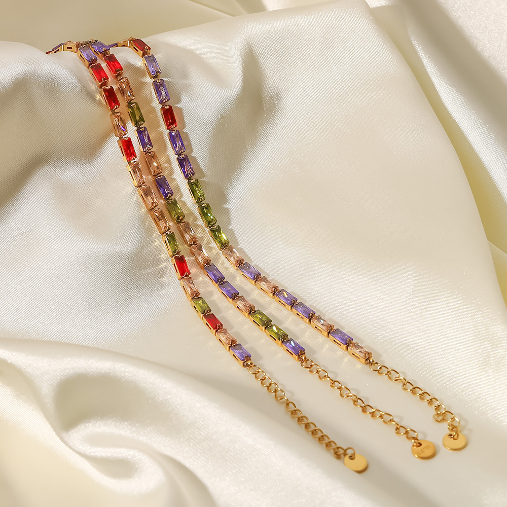 Fashion Square Stainless Steel Bracelets Plating Artificial Gemstones Stainless Steel Bracelets