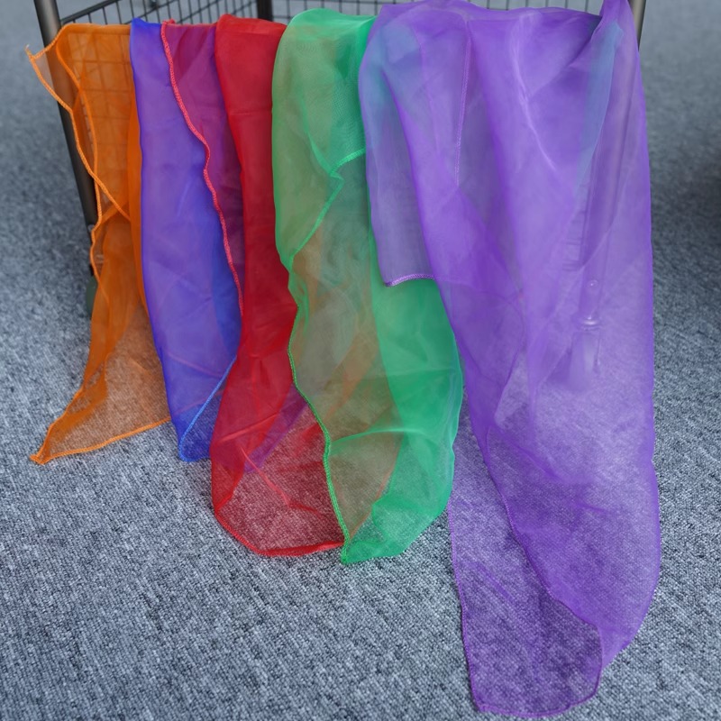 Toalla de gasa de colores, educación temprana, bufanda de seda sensorial, danza, arco iris, cinta, juego de ritmo, cinta, toalla de juguete para niños