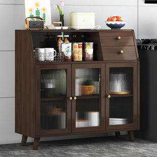 Bamboo Sideboard Cabinet Kitchen Cupboard Household Storage Locker Living Room Wall Cabinet Tea Cabinet Multi-Function
