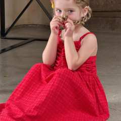 尖子蛋韓系童裝2025春夏新款女童裙子紅色格子棉布吊帶無袖連衣裙