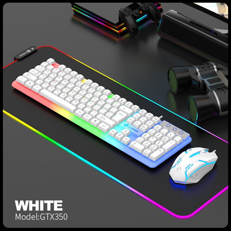 LIMEIDE力镁升级版GTX350发光键盘鼠标USB机械手感有线球形键帽套|undefined