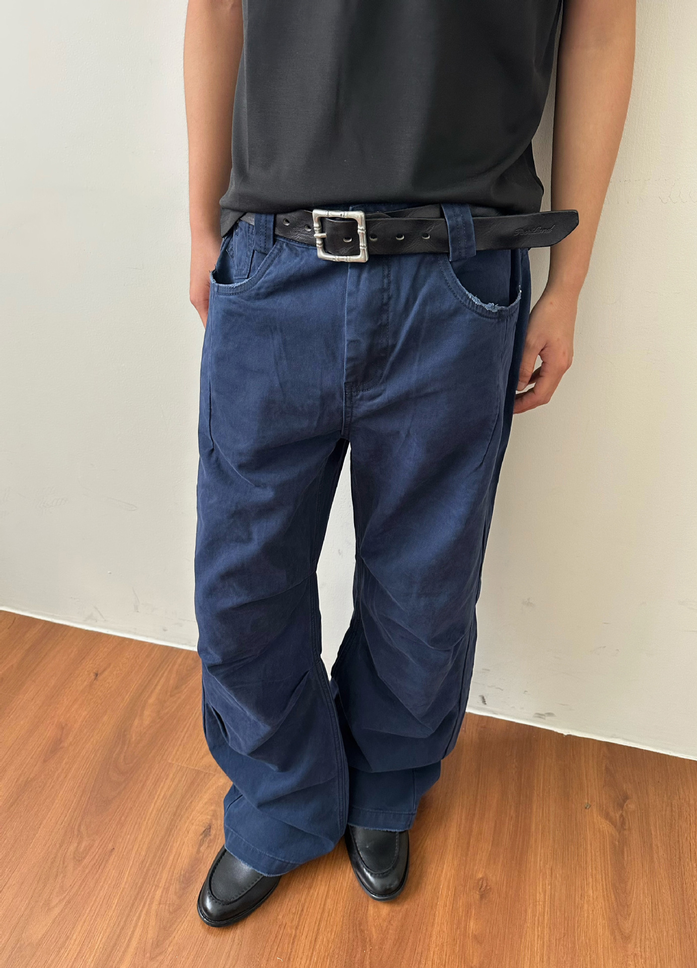 MADEEXTREME Washed Blue Straight-Leg Trousers