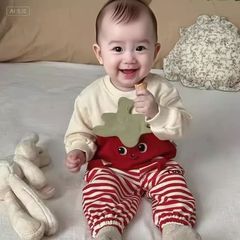 女童超萌套装秋装新款韩版婴儿洋气卡通卫衣条纹长裤休闲两件套