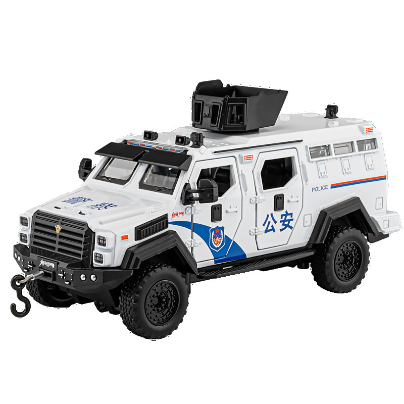 Coche a modelo de coche 1:32 tigre dientes de sable vehículo blindado aleación coche de policía todoterreno modelo de luz y sonido decoración juguetes para niños al por mayor