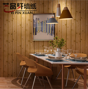 Chinese retro retro retro personalized wood grain wallpaper study ceiling bar restaurant coffee shop background wall wallpaper