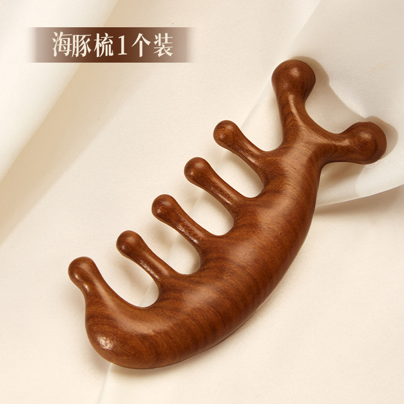 檀木櫛頭部経絡櫛頭治療点穴掻き頭皮マッサージ器鹿角五爪掻き鼻木製櫛