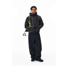 2025年情侣款双拉连帽立体短款棉服冬季新款宽松椰白色保暖外套