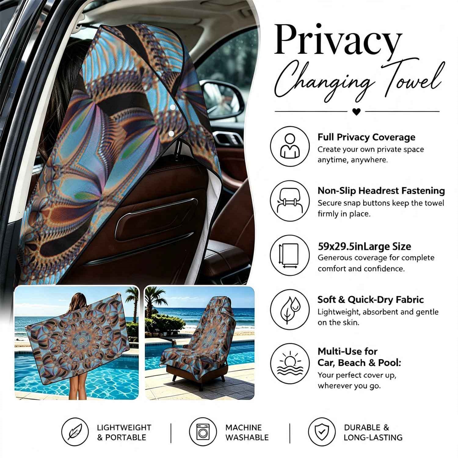 Geometric Bath Towel Car Seat Cover 2-in-1 Microfiber Outdoor Beach Car Dual-Use Universal Seat Cushion