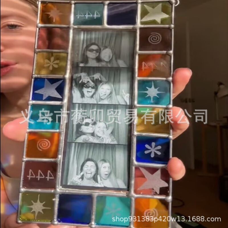 Cross-Border Handmade Stained Glass Photobooth Frame Colorful Photo Booth Frame