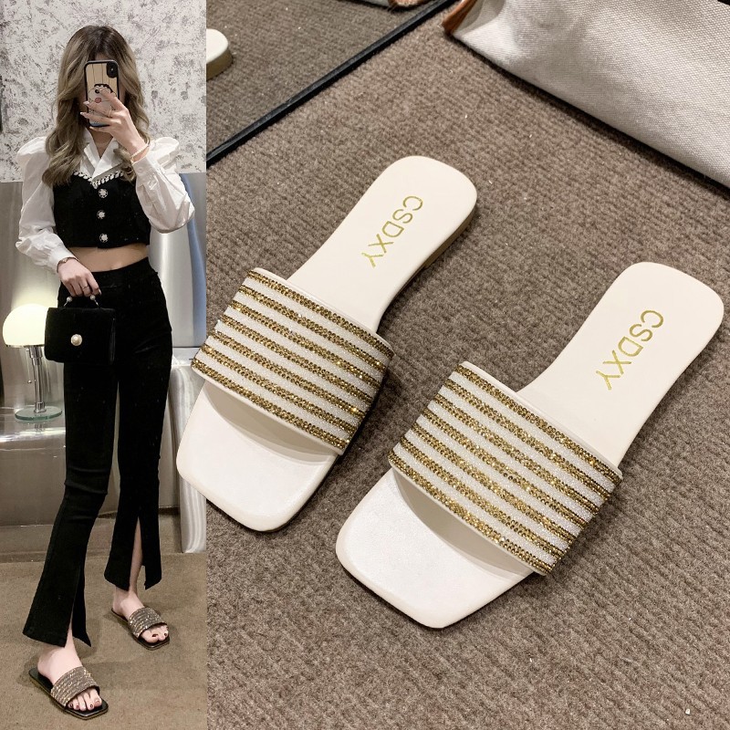 Damen Strass Hausschuhe Elegante Glitzer Pantoletten Für Sommer_voghion.com