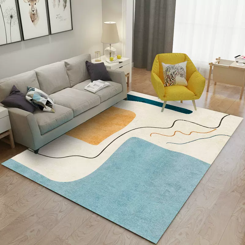 北欧风水晶绒地毯客厅沙发茶几毯家用卧室满铺床边防滑毯一件代发
