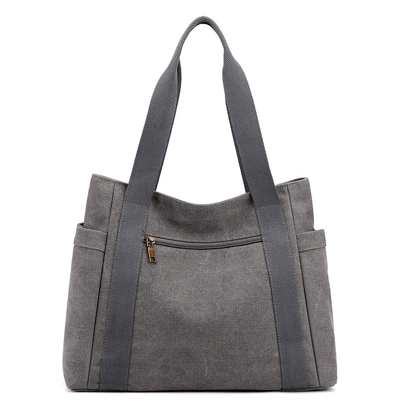 Fashion Korean Style New Handbag Canvas Tote Bag Simple Retro Large Capacity Shoulder Bag For Women - Thumbnail 4