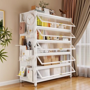 Steel Household Storage Cabinet Dustproof Storage Cabinet with Upper Flip Door Large Capacity Balcony Storage Cabinet Living Room Grocery Cabinet Bookcase