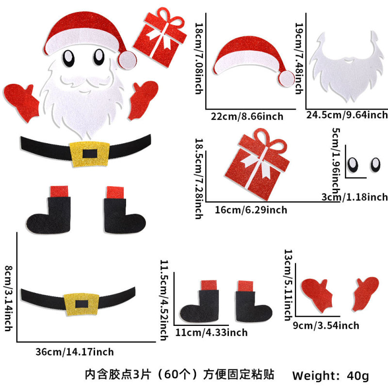 新しいクリスマスの装飾のドアはヘラジカのクリスマスツリーの雪だるまの漫画のフェルトの窓を貼ってクリスマスの家庭の装飾用品を貼ります。|undefined