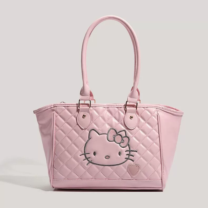 Сумка ручная через плечо (Sanrio) Hello Kitty, ромбовидная стёганая, розовая, 30×11×22 см