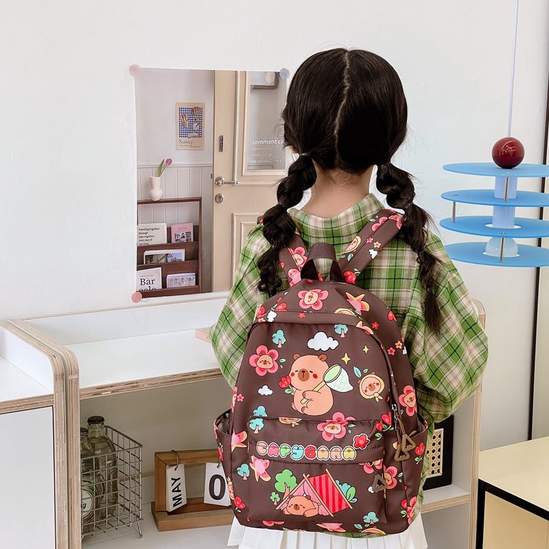Mochila de escuela primaria de gran capacidad, linda e interesante, linda mochila para niños y niñas Kapibala, nueva mochila para niños impresa