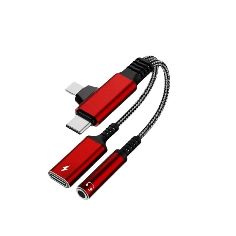 Совместимо с Apple, Huawei, Samsung, Google TYPE-C/Lightning 4-в-1 адаптер аудио кабель