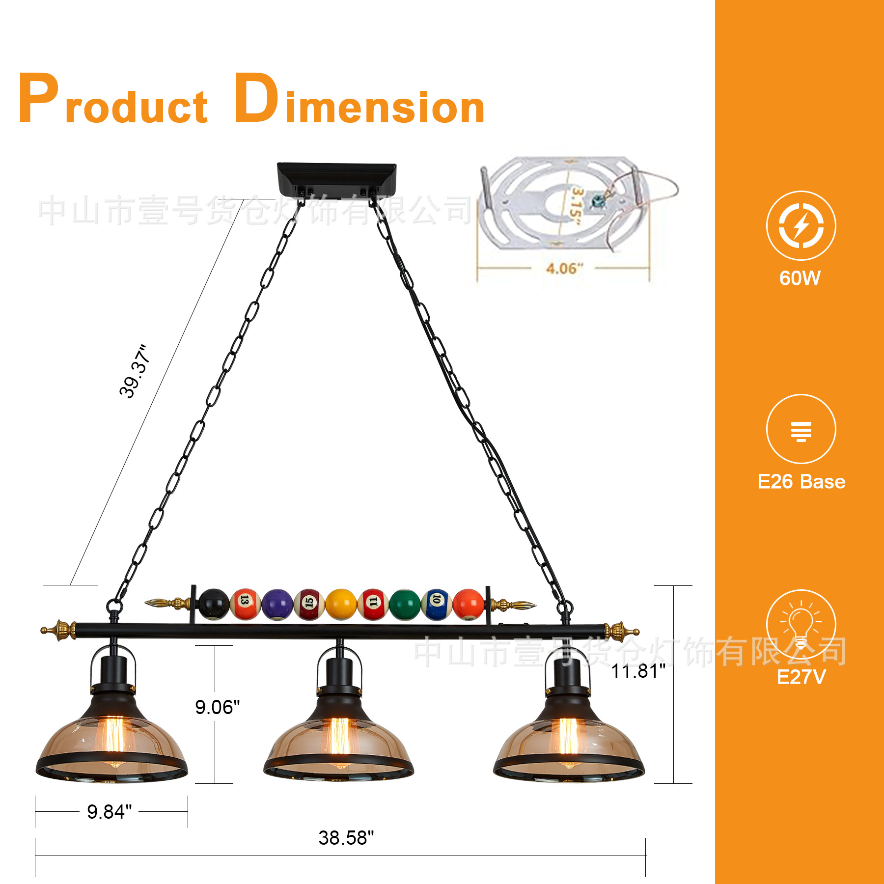 Restaurante Bar tienda de ropa olla caliente decoración de la tienda de personalidad creativa nostálgico estilo industrial retro Americano billar araña