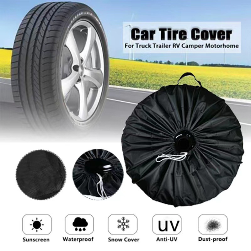 Cross-Border 210D Oxford Cloth Car Spare Tire Cover Spare Tire Cover Tire Protective Cover Tire Cover Waterproof Storage Bag