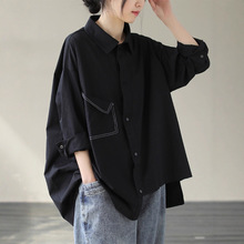 外贸出口意大利原单一线大牌女剪标宽松日系休闲上衣长袖衬衫外套