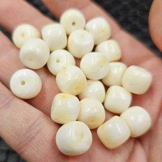 荧光浮盐水蜜蜡老型珠散珠人造蜜蜡牙白色路路通手链项链饰品配件