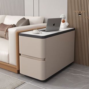 Living Room Sofa Side Cabinet Storage Light Luxury Multifunctional Mobile Solid Wood Ultra-Narrow Small Side Cabinet Simple Modern Side